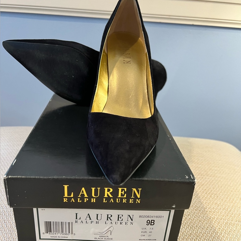 Ralph Lauren Amaya Black Suede Pumps